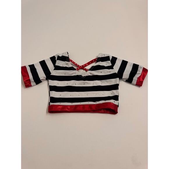 Semi-Custom French Girl Costume Dance Size MC Stones Added Red/Black/White - Picture 6 of 6